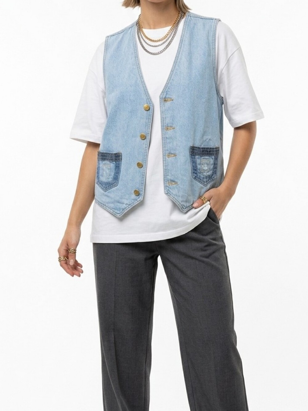 STE. LVCIEN Vintage Lightwash 70s, 80s Denim Vest XL